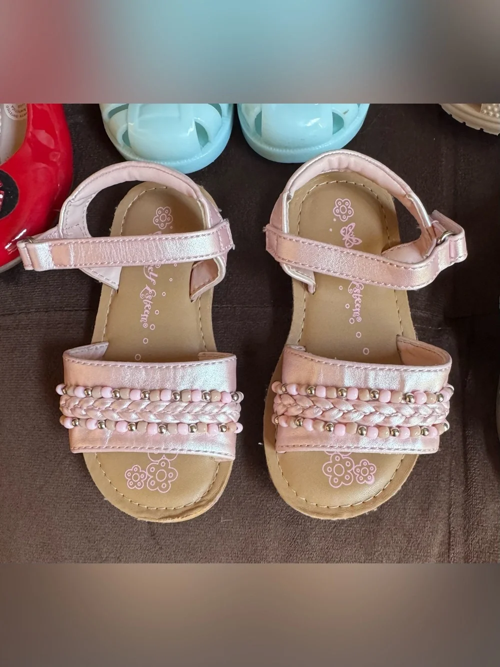Kids Braided Strap Sandals in Light Blue - Cute Summer Footwear bundle.